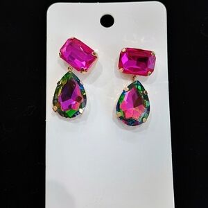 Elegant Pink and Multicolor Drop Earrings